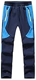 DAFENP Kinder Softshellhose Skihose Warm Gefüttert Thermohose Winter Wasserdicht Winddicht Schneehose Jungen Mädchen Wanderhose KZ2001-Navy Blue-XL