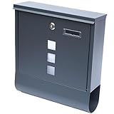 YCYRF Wandbriefkästen für den Außenbereich mit Schlüsselschloss, Metall-Postkasten mit Sichtfenstern, Großer Briefkasten mit Zeitungsrolle 31×10×34cm Grau