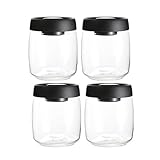Frischhaltedosen aus Glas, luftdicht, mit Deckel, für Tee, Zucker, Snacks, Müsli, 4 Stück, luftdicht (Fassungsvermögen: 1260 ml x 4)