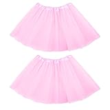 JSTHHTT 2 Stücke Damen Tutu, Ballett Tutu, Damen Kurz Tüllrock, Retro Tutu Ballet, Klassisch Elastisch 3 Lagig Tüll Tüllrock, 50er Rockabilly Tütü, Teen Dance Dress Up Party Zubehör(Rosa)