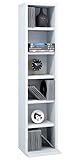 VCM Holzregal stehend | platzsparender CD Schrank für 102 CDs oder 36 DVDs | Maße: H. 92 x B. 21 x T. 20 cm | Elegantes DVD Regal stehend | Blu-Ray Regal | CD Regal - Elementa Weiß