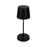 BRILONER – LED Tischlampe Kabellos, Dimmbare Nachttischlampe Touch, Schreibtischlampe, Leselampe, Tischleuchte Outdoor und Indoor, USB-C, Camping Lampe, Warmweißes Licht, Schwarz