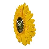 Sosoport Wanduhr Sonnenblume Rund Wetterfeste Outdoor Uhr aus Resin Leise Geräuschlos Dekorativ für Wohnzimmer Büro Schlafzimmer Garten Terrasse