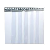 PVC-Streifenvorhang Industrie-Streifenvorhang 3x300mm, BxH 1,25x2,25m, transparent, komplett vormontiert, verzinkt, wetterfest, spritzwassergeschützt