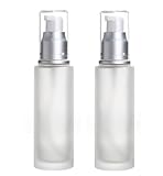 Leere Glas-Lotionspumpflaschen, Reise, mattiert, für Make-up, Kosmetik, Aufbewahrungsflaschen für ätherische Öle, Lotionen, Creme, Foundation, 100 ml, 2 Stück