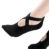 LDBKLGHJ Yoga Socken Damen rutschfest 4er Set – Pilates Ballettsocken mit rutschhemmender Sohle, atmungsaktiv, elastisch, Schwarz Grau Rosa – Fitness Tanz Gymnastik Training Zuhause