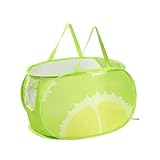 RETSAMV Faltbarer Wäschekorb 35x35x68 cm – Netzstoff Wäschesack mit süßem Motiv, tragbarer Pop-up Laundry Basket für Kinderzimmer, Bad, Reise oder Studentenwohnheim (G)