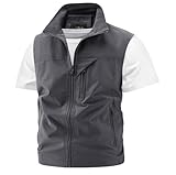 Gihuo Leichte Outdoor-Reiseweste für Herren, durchgehender Reißverschluss, lässig, leicht, Arbeitsweste, Schwarz, M