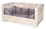 Kistenkolli Altes Land Hundebett Balu aus Holz mit Kissen 115x54x40,5cm Hundekorb Hundekissen Schlafplatz Vintage Hundesofa
