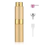Toureal 8ml Aluminium Parfüm Zerstäuber Nachfüllbar Leer, Reise Parfümzerstäuber für Damen und Herren, Reisezerstäuber Flasche für unterwegs (Gold)