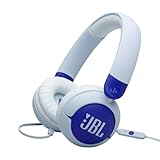 JBL Junior 320, On-Ear-Kopfhörer mit Kabel und eingebautem Mikrofon für Kinder, JBL Safe Sound, niedriger Lautstärke, 12 mm Soft Pad und Sticker-Set, tragbares Design, Blau