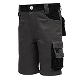 Nitras Motion TEX Kids 7602 Kinder-Outdoorhose - Arbeitshose kurz - Garten-Hose mit Werkzeug-Taschen - Grau Größe 110/116