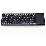 Rii Kabellose Tastatur mit Touchpad Büro, Tastatur Kabellos Office, 2,4GHz Wireless Keyboard Geschenke, Funktastatur mit Touchpad, PC Tastatur Kabellos für Laptops/Desktops/Smart-TVs, Wiederaufladbare