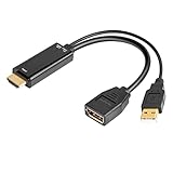 CABLEDECONN HDMI-Kabel auf DisplayPort DP, HDMI 3840 x 2160 UHD 4K Stecker auf DisplayPort DP Buchse mit USB-Konverter für Desktop-Computermonitore 15 cm