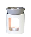 Duftlampe Aromabrenner DUO aus Keramik · weiß/grau Höhe 11 cm · Ø 8,5 cm