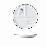 Hoshisea geteilter Keramikteller für Erwachsene und Kinder, Mikrowelle und Spülmaschine (schwarze Sonne)