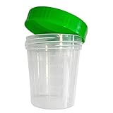 10x Urinbecher |Probenbecher hochwertig | 125 ml Fassungsvermögen bis 100 ml graduiert | auslaufsicherer und gefriertauglicher Urinprobenbecher mit grünem Schraubdeckel