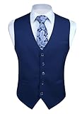 Enlision Anzugweste Herren Navy Blau Formelle Weste Hochzeit Einfarbige Anzugwesten Elegant Business Westen Männer mit Taschen 3XL