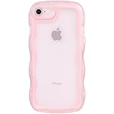 Mouzor Niedliche Hülle, kompatibel mit iPhone 7 Hülle, lockiger Wellen Rahmen iPhone SE 2020 Hülle, durchsichtige rosa iPhone SE 2022 Hülle, modische iPhone 8 Hülle, weiche TPU-Stoßschutzhülle