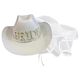 Beokeuioe Cowgirlhut Cowboyhut für Frauen Western Hute mit Schleier Breiter Krempe Kunst Wildleder Hut Mit Perlen Band Vintage Hochzeit Reisen Party Jazztanz Hüte Klassische Filzhut