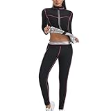 Weyot Schwitzanzug Zum Abnehmen, Saunaanzüge Damen Fitness Body Shaper Gewichtsverlust Sauna Sportshirt Trainingshose Schweiß Anzug Mit Reißverschluss Silver,L