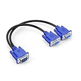 VGA Splitterkabel Dual VGA Monitor Y Kabel 1 Stecker auf 2 Buchse Adapter Konverter Video Kabel für Bildschirmduplizierung - 1 Fuß (keine Bildschirmerweiterung ) - Funktioniert nur für Monit