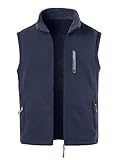 MeiLayM Herren Fleeceweste Stehkragen Outdoor Westen Casual Winterweste für Männer Warm Ärmellos Fleecejacke Leicht Warm Weste mit Reißverschlusstaschen mit Plüsch Gefüttert,Blau,XXL