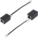 2 Stück RJ45 auf RJ11 Adapter,Schwarz RJ45 8P8C auf RJ11 6P4C Telefonkabel + RJ45 Erweiterung Konverter,Verbinder für RJ11 Telefonkabel auf RJ45 / ADSL Modem