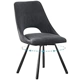 ANVOFONG Esszimmerstühle Drehbar 1er Set, 360°Drehbar, Drehbare Stuhl, Polsterstühl, Kaschmirimitat Baumwolle mit Schwarzem Metall Beine, für Esszimmer, Küche, Wohnzimmer, Dark Gray