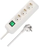 Brennenstuhl Eco-Line, Steckdosenleiste 3-Fach (Mehrfachsteckdose mit erhöhtem Berührungsschutz und Schalter) (weiß, 3,0m)