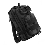 Kisangel Taktischer Camouflage Rucksack Militärischer Outdoor Backpack Herren Verstellbare Schultergurte Vielseitiger Hiking Camping Trekking Tagesrucksack Schwarz
