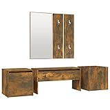 Makastle Flurgarderoben Set Wandgarderobe-Set Flurset Flurmöbel Schuhbank mit Sitzfläche, Flurgarderobe, Flurmöbel Kompaktgarderobe Garderobenset Dielenmöbel, Räuchereiche