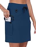 MoFiz Rock Damen Outdoor Wandern Skort Sportrock UPF 50+ Schnell Trocknend Golfrock Tennisrock mit Taschen Blau Größe M