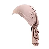 Fischerhut Japan Mode Frauen Reversible Verstellbarer Friesen Zopf Hut Muslimische Rüschen Wickelmütze Schlafkappen Satin gefütterte Haarhauben Frauenhut (Khaki, One Size)