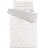 Susurration Musselin Kinderbettwäsche 100x135 Kissenbezug 40x60 cm aus Leicht und Komfortabel Bettwäsche Set für Baby Kinder(Sterne)