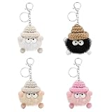 GUOYOU Schlüsselanhänger, 4 Stück Plüsch Schlüsselanhänger, Schlüsselanhänger Auto mit Schlüsselring für Schlüsselband, Schlüsselbund & Schlüsselhalter–Rucksackdekorationen für Damen