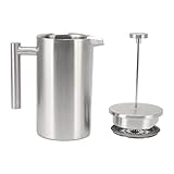 YULEESIYIP Edelstahl Isolierte französische Presse Kaffeemaschine Spülmaschine Safe mit Filter 1L