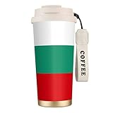 JEJEA Isolierbecher aus Edelstahl mit bulgarischer Flagge, doppelwandige Kaffeetassen, Kaffee-Reisebecher für Zuhause, Büro
