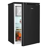 Exquisit Kühlschrank mit 4-Sterne-Gefrierfach, 107 Liter, 2 Ablagen, Gemüseschublade, Türanschlag wechselbar, 55 cm Breite, kompakt, klein, KS515-4-051C inoxlook-az