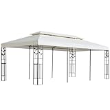 Pavillon mit Doppeldach Weiß 6x3 m Stahl, LAPOOH Faltpavillon, Pergola, Partyzelt, Standmarkise, Sonnenzelt, Garten Pavillion, Grillpavillon - 362376
