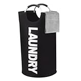 LiangYuanZen 90L Faltbar Wäschekorb, Wäschesammler Wäschetonne Stoff Wäschesack mit Griffe, für Wäschesortierer Aufbewahrungskorb Badezimmer Waschküche. (black)