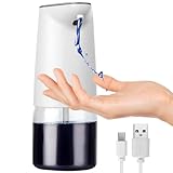 JiGiU Seifenspender Automatisch Berührungsloser 500ML USB Wiederaufladbar Elektrischer Desinfektionsspender mit Infrarot Sensor Seifenspender für Küche Badezimmer Büro (Weiß)