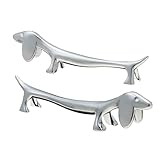 TQEBWUS 3er Essstäbchenablage Messerbank - Essstäbchen Ablage In Süßes Dackel-Design, 9x2.5 Cm Edelstahl Gabel Stand Für Besteck, Besteck, Messer, Edel Versilbert, Anlaufgeschützt, Spülmaschinenfest