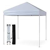 COSTWAY Pavillon 2x2m, Pop-up Faltpavillon, wasserdicht, stabil, Winterfest, UV-Schutz 50+, Faltzelt, inkl. 8 Bodennägel, 4 Windseilen & 1 Tragetasche, Gartenpavillon für Terrasse, Garten (Weiß)