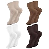 4 Paare Pilates Socken, Stoppersocken Damen Yoga Socken 35-42, Erwachsene rutschfeste, Anti Rutsch Grip Socks mit Noppen, Geschenke für Frauen Damen Yoga, Sport, Fitness, Ballett