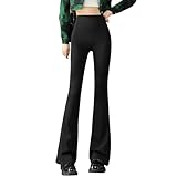 Ruowuhen Damen Yogahose mit Taschen Freizeit Jazzpants Hohe Taille Sporthose Schnell Trocknende Flared Leggings Schwarz XL