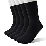 Wamicu Herren Socken 5 Paar Baumwolle Dünne Herrensocken Crew Business Atmungsaktive Classic Schwarz, EU-Größe 43-46