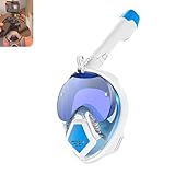 Homaskylynn Manta Ray Full-Face Mask, Full-Face Snorkeling Mask, 180° Panoramic View, Anti-Fog and Leak-Proof Diving Mask Adults, Dry Top System with Foldable Sunglasses for Snorkeling Gear(Weiß,M)