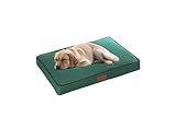 Ellie-Bo Hundebett für Innen, Matratze weich und waschbar, Bezug: wasserfestes Oxford-Gewebe, Füllung: Polyesterfaser, für 91-cm-Hundekäfig, Größe L: 87 x 57 x 10 cm, in Grün mit braunen Paspeln