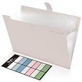 SKYDUE Fächermappe A4, Dokumentenmappe Mit 8 Fächer, Ordner A4/Aktenordner/Ordnungsmappe/Dokumententasche/Mappe Organizer Für Büro Hause Schule Dokumente(Beige）